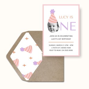 Party Hat Birthday Invitation | Editable Canva Template | Party Hat Theme