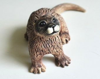 River Otter, Small Sculpture, Clay Creature, Cute animal, Ceramic Otter, Sea animal, West Coast creature