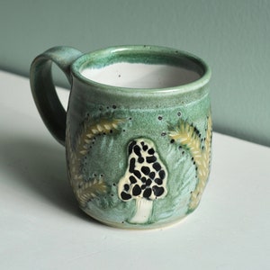 King Bolete mug, morel mug,Mushroom mug, Woodland mug, large clay mug,14 oz cup,Nature mug, edible fungus, Fungi lovers cup,