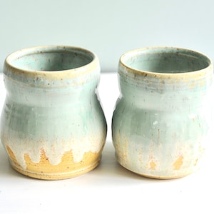 SET OF TWO,Pottery Yunomi,clay wine cups,espresso cups,clay tea cup,ceramic cup,stoneware tumblers,mug no handle,small tumbler,wabi sabi cup