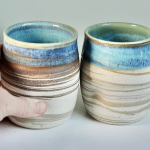 SET OF 2,Wedding Pottery,Couple gift,ceramic tumblers,clay tea cups,set of clay cups, wheel thrown, set of two, yunomi cups, thumbprint cups