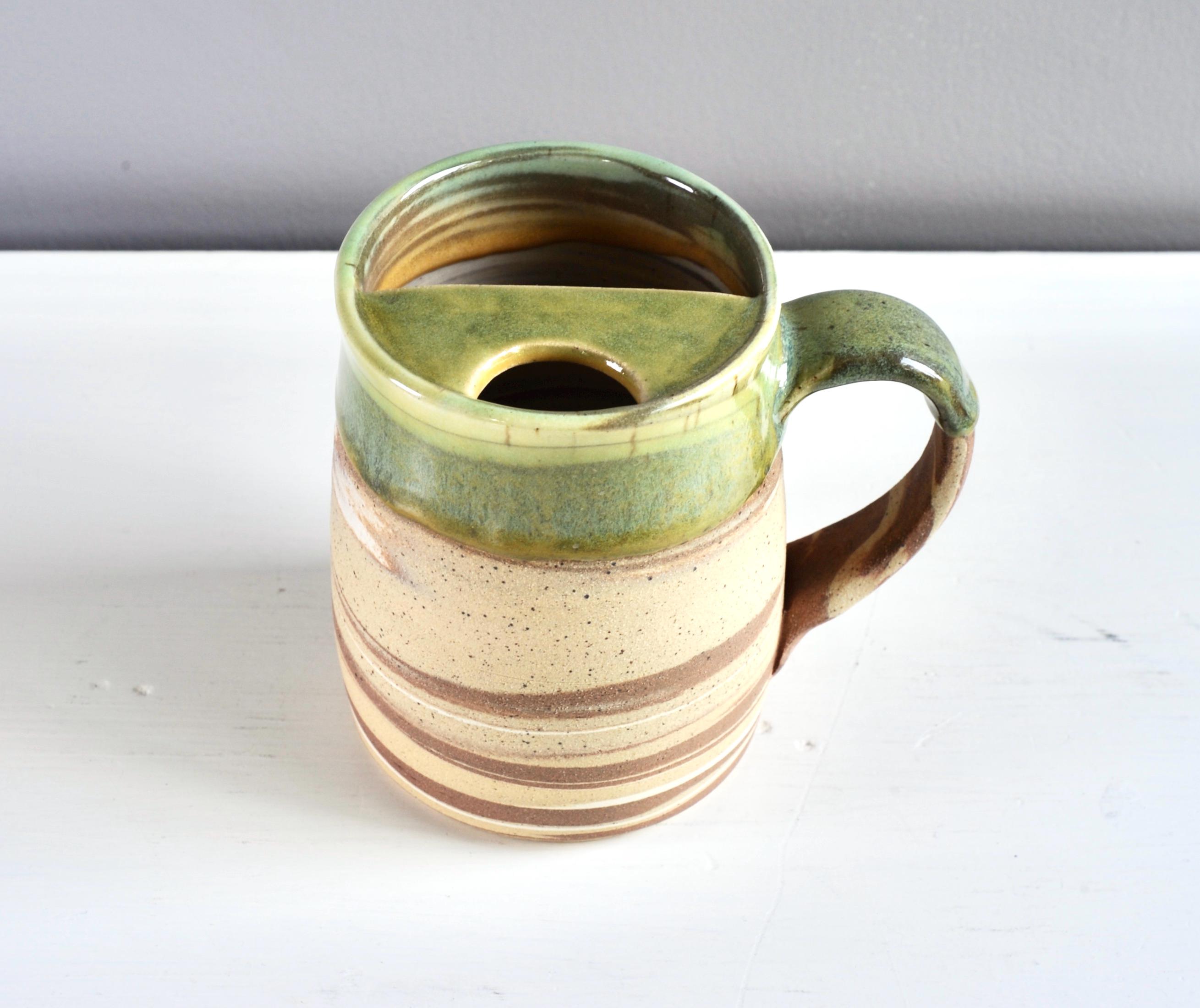 Taza de cerámica con bigote, protector de bigote, taza para diestros, jarra de cerveza de arcilla, taza blanca, taza mediana, taza para hombre, taza con asa grande