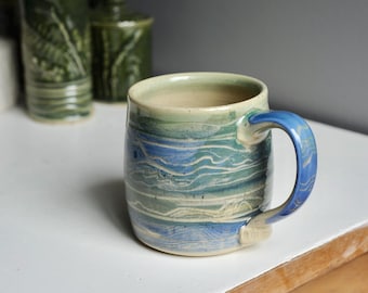 Ocean lovers mug,Seafarers cup, large coffee mug,ocean and sea,Sailor's coffee mug, mixed clay cup,wheel thrown mug, gift for naturalist