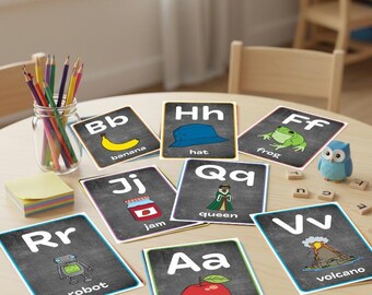 Chalkboard Alphabet Posters A-Z | Printable ABC Classroom Wall Decor | Kids Learning Alphabet Display (PDF + PNG)