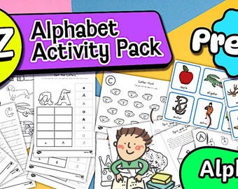 A-Z Alphabet Worksheet Activity Pack: PreK-K Learning (Printable PDF)