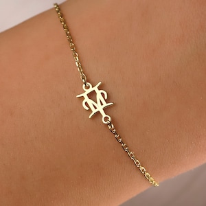 Interlocking Zodiac Sign Bracelet: Personalized Double Sign in Gold or Silver, Thoughtful Gift