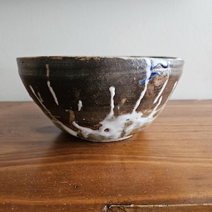 1989 Signed Studio Pottery Bowl - Vintage Drippy Glaze Art Ceramic, Handmade Decorative Dish, Free US Shipping
