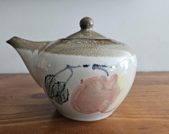 Vintage Ceramic Teapot | Hand-Painted Fruit Design | Retro Tea Pot Collectible | Farmhouse Tableware | Kitchen Decor