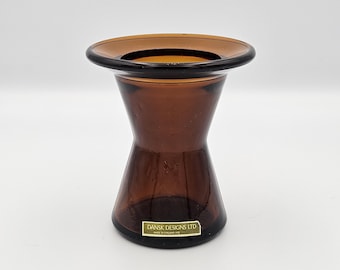 Vintage Dansk Jens Quistgaard Amber Glass Candle Holder Bud Vase MCM Scandinavian Modern