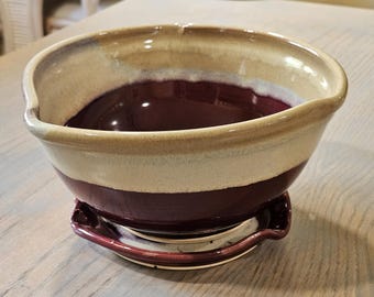 Studio Pottery Berry Strainer/Colander with Matching Underplate