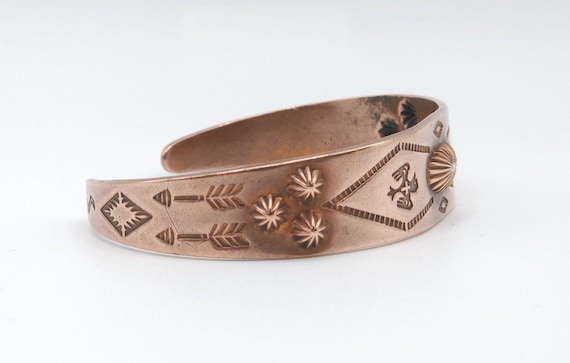 Vintage Copper Native American Thunderbird Cuff B… - image 2