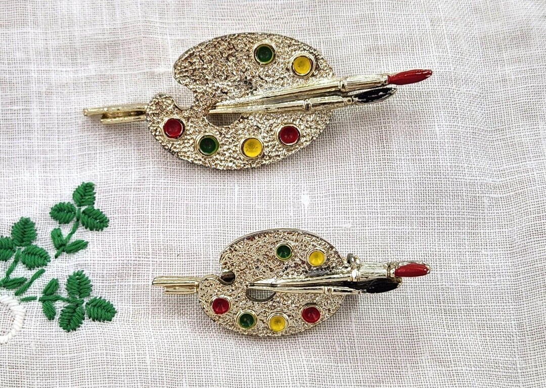 Broche Vintage En Forme De Palette De Peinture - BON ÉTAT - Origine France