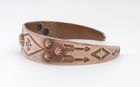 Vintage Copper Native American Thunderbird Cuff B… - image 3
