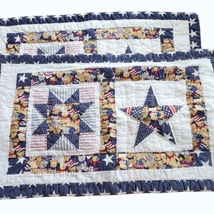 Sunham Quiltad Kuddfodral 20x36 Bomull Patriotisk Nallebjörn Americana Stjärnor