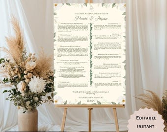 Hindu Wedding Program and Gujarati Wedding Program Sign, Indian Wedding Program, Indian Wedding Guide, Hindu Wedding Ceremony Itinerary Sign