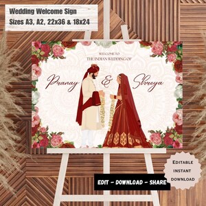 Indian Wedding Welcome Sign Template, Indian Wedding Decor, Indian Wedding Sign, Indian wedding Welcome Signs, Hindu Wedding Welcome Sign