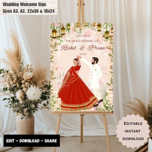 Indian Wedding Welcome Sign Template, Indian Wedding Decor, Indian Wedding Sign, Indian wedding Welcome Signs, Hindu Wedding Welcome sign.
