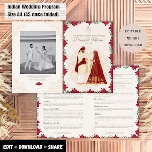 Indian Wedding Program and Gujarati Wedding Program, Hindu Wedding Program, Indian Wedding Guide, Hindu Wedding Ceremony Program, Itinerary