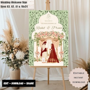 Indian Wedding Welcome Sign Template, Indian Wedding Decor, Indian Wedding Sign, Indian wedding Welcome Signs, Hindu Wedding Welcome sign.