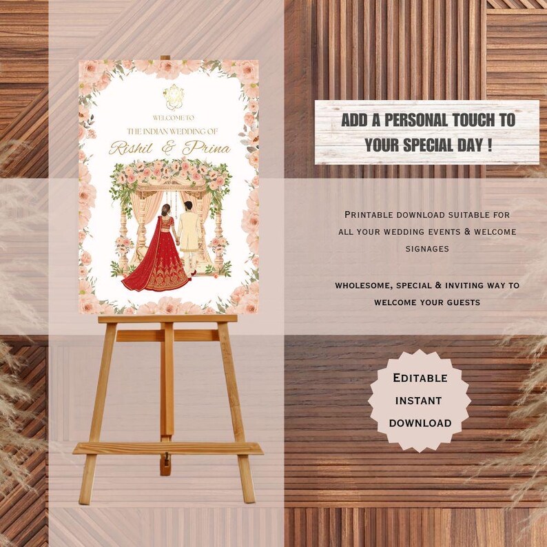 Indian Wedding Welcome Sign Template, Indian Wedding Decor, Indian ...