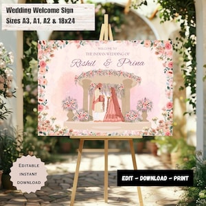 Indian Wedding Welcome Sign Template, Indian Wedding Decor, Indian Wedding Sign, Indian wedding Welcome Signs, Hindu Wedding Welcome Sign