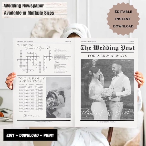 Wedding Newspaper with Crossword