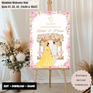 Indian Wedding Welcome Sign Template, Indian Wedding Decor, Indian Wedding Sign, Indian wedding Welcome Signs, Mandap Welcome sign.