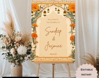 Indian Wedding and Sikh Wedding Welcome Sign, As a Mehndi Welcome Sign, Haldi Sign, Dholki Sign, Indian Wedding Ceremony, Anand Karaj Sign