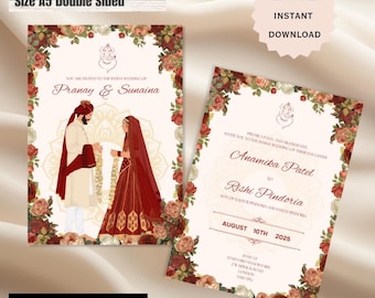 Elegant Indian Wedding Invitation, Hindu Wedding Invitation, Nikkah Invitation, Muslim Wedding Invitation, Gujarati Wedding Invite.