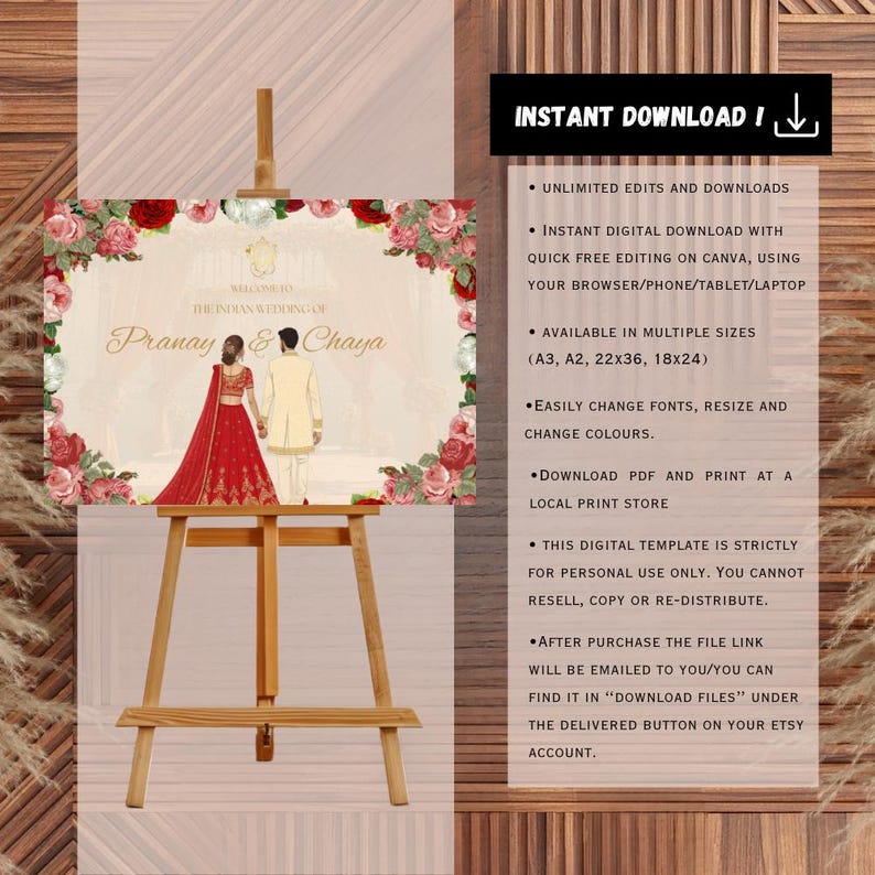 Indian Wedding Welcome Sign Template, Indian Wedding Decor, Indian ...