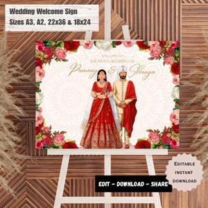 Indian Wedding Welcome Sign Template, Indian Wedding Decor, Indian Wedding Sign, Indian wedding Welcome Signs, Welcome sign.