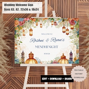 Mehndi Welcome Sign, Mehndi sign, Haldi Sign, Sangeet welcome sign, Dholki Sign, Haldi Welcome Sign, Indian Wedding Welcome Sign.