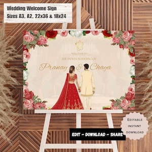 Indian Wedding Welcome Sign Template, Indian Wedding Decor, Indian Wedding Sign, Indian wedding Welcome Signs, Welcome sign.