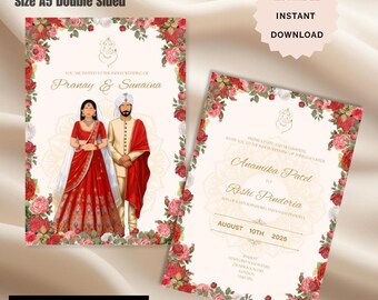 Elegant Indian Wedding Invitation, Hindu Wedding Invitation, Nikkah Invitation, Muslim Wedding Invitation, Gujarati Wedding Invite.