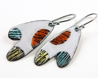 Dragonfly Wing Enamel Earrings in Primary Colors or Colors of Your Choosing - Made to Order