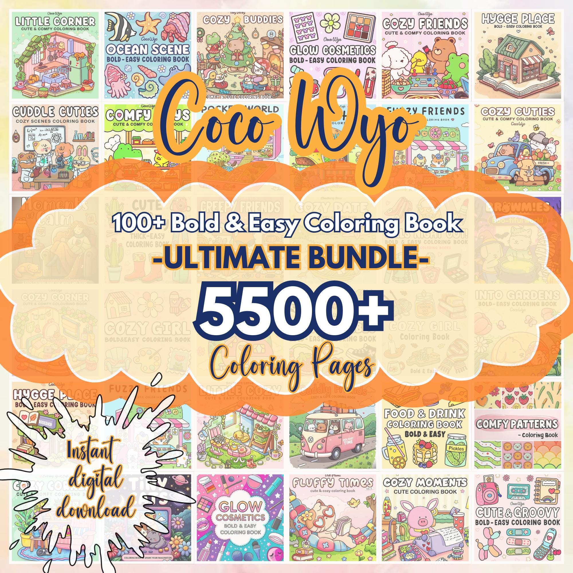 5500+ Ultimate Coloring Book Bundle | Bold & Easy Designs | PDF PNG JPG SVG - Image 1