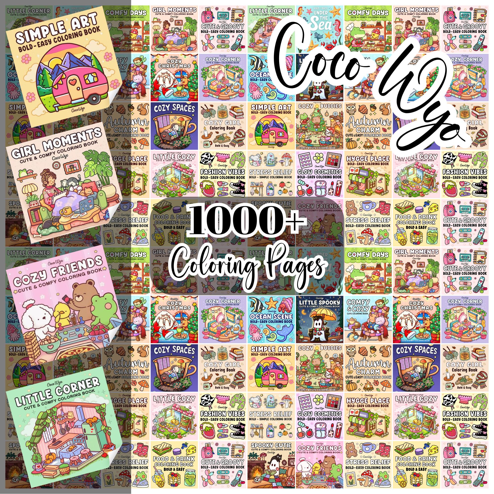 Más de 1000 páginas de colorear gruesas y fáciles | PDF PNG JPG SVG Descarga digital