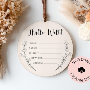 Fichier numérique comprenant une licence commerciale, une carte d'étape SVG, un fichier laser, un signe de naissance SVG, un cadeau de naissance, un signe de naissance, Hello World 3