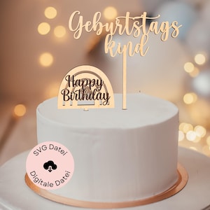 SVG laser file cake topper birthday, SVG cake topper, cake decoration Happy Birthday, SVG file including commercial license, cake decoration 4