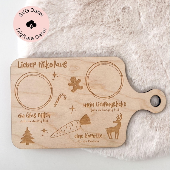 SVG Lasercut, Weihnachtsmann Teller SVG, Weihnachten, Weihnachtsmann Brettchen, Nikolausteller svg, Brett Weihnachtsmann, SVG Datei