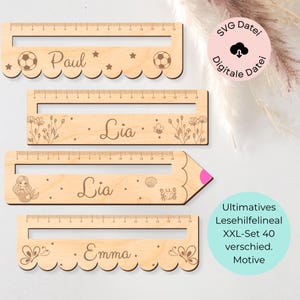 Laserdatei, XXL Set Lesehilfelineal, Einschulung Geschenk, Geschenkidee Schulkind, Lineal, Lesehilfe, SVG Lesehilfe, Digitale Datei