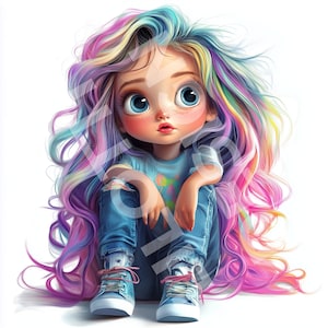 Quirky Girls Clipart, Uso comercial, Descarga digital, Planificador digital, JPG Clipart, Diario basura, Scrapbooking