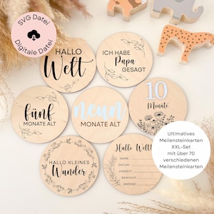 Carte étape clé 1ère année, fichier laser, ensemble XXL, SVG Little Miracle, bébé étape clé, signes de naissance, cadeau de naissance, découpeuse laser
