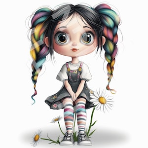 Schrullige Mädchen Clip Art, wunderliche Mädchen, kommerzielle Nutzung, digitaler Planer, JPG Clipart, Junk Journaling, Scrapbook, Fantasy