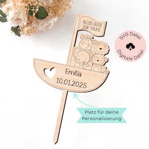 Laserbestand, SVG-taarttopper voor doop, laserbestand taarttopper doop, SVG-lasergesneden bestand inclusief commerciële licentie, doopcadeau, taartdecoratie doop