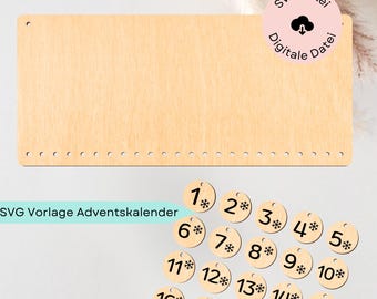 SVGレーザーカットアドベントカレンダー、商用ライセンスを含むSVGファイル、セルフデザイン用アドベントカレンダー、SVGファイルカレンダー子供用、SVGクリスマス