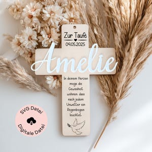 Laserdatei, Kreuz für Taufe, Taufkreuz, Taufgeschenk, Taufe Geschenk, SVG Lasercut-Datei inkl. Gewerbelizenz, Kommunion, Taufgeschenk SVG