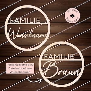 Archivo SVG, corona de puerta personalizada, corona de puerta personalizada, signo familiar, corona de madera, bucle de casa, bucle de bienvenida, corona de bienvenida
