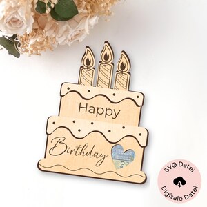 Laserdatei, Geldgeschenk, SVG Lasercut-Datei inkl. Gewerbelizenz, Geldgeschenk Torte, Geburtstagsgeldgeschenk, Plotterdatei, Gutschein