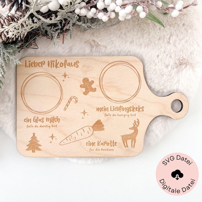 SVG Lasercut Datei Weihnachtsmann Teller